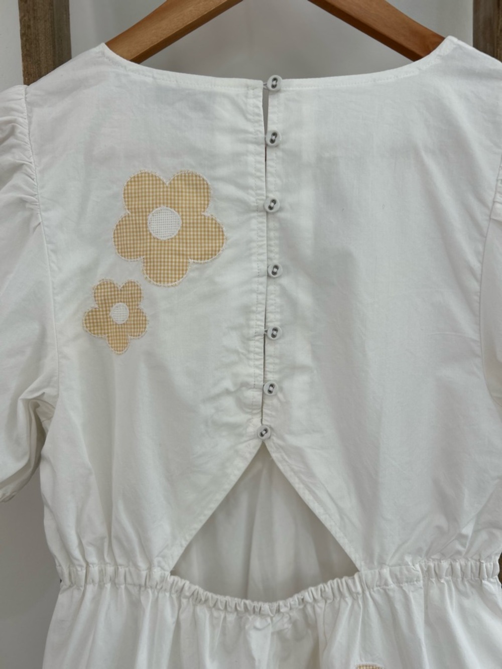 Madewell Annamarie Embroidered Mini Dress White Floral Gingham Puff Sleeve XS - Picture 6 of 13
